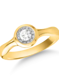 Inel din aur galben de 18K cu diamant de 0.122ct si diamante de 0.05ct