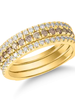 Inel din aur galben de 18K cu diamante maro de 0.33ct si diamante transparente de 0.34ct