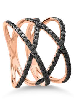 Inel din aur roz cu diamante negre microsetting de 0.7ct