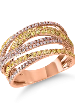 Inel din aur roz cu diamante roz si galbene de 1.15ct