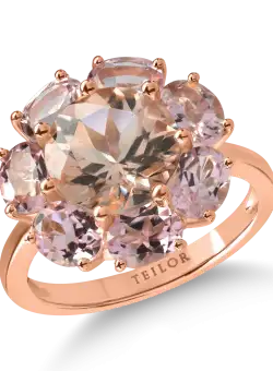 Inel din aur roz cu morganit de 2.2ct si turmaline roz de 2.4ct