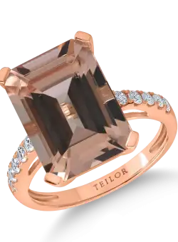 Inel din aur roz cu morganit de 6.5ct si diamante de 0.2ct