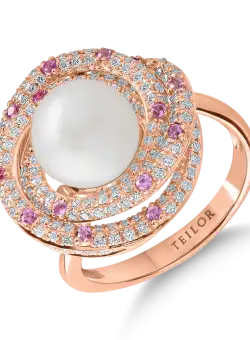 Inel din aur roz cu pietre pretioase si semipretioase de 5.6ct