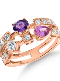 Inel din aur roz cu safire si diamante de 1.4ct