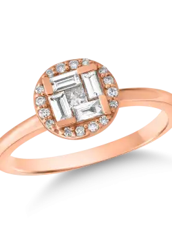 Inel din aur roz de 18K cu diamant de 0.066ct si diamante de 0.268ct
