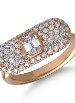 Inel din aur roz de 18K cu diamant de 0.51ct si diamante de 0.96ct