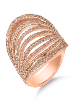 Inel din aur roz de 18K cu diamante maro de 2.18ct