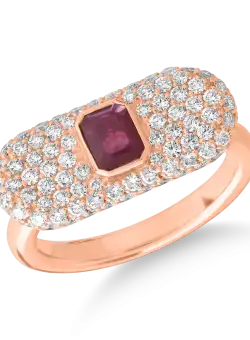Inel din aur roz de 18K cu rubin de 0.41ct si diamante de 0.96ct