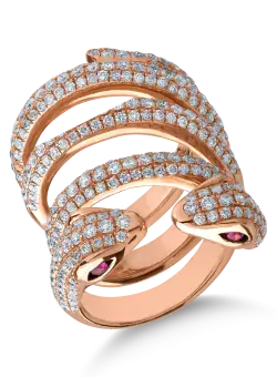 Inel din aur roz de 18K cu rubine de 0.12ct si diamante de 6.08ct