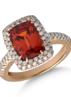 Inel din aur roz de 18K cu spessartite de 4.26ct si diamante de 0.8ct