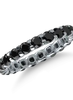Inel eternity din aur alb cu diamante negre de 2.1ct