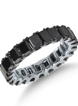 Inel eternity din aur alb cu diamante negre de 4.9ct