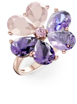 Inel floare din aur roz cu pietre semipretioase de 7.2ct