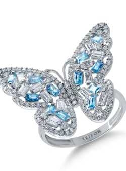 Inel fluture din aur alb