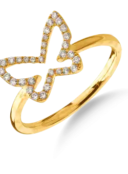 Inel fluture din aur galben de 18K cu diamante de 0.146ct