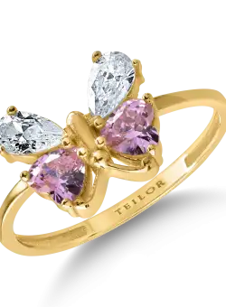 Inel fluture din aur galben