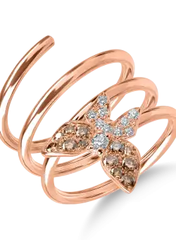 Inel fluture din aur roz cu diamante de 0.4ct