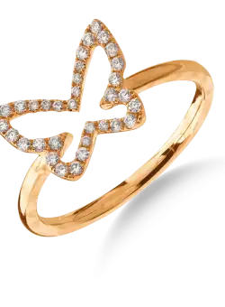 Inel fluture din aur roz de 18K cu diamante de 0.146ct
