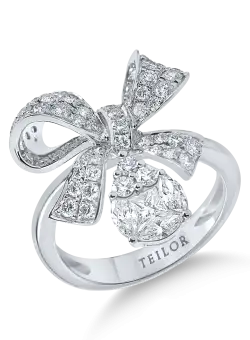 Inel fundita din aur alb cu diamante microsetting de 1.4ct