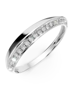 Inel geometric din aur alb cu diamante de 0.1ct