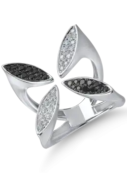 Inel geometric din aur alb cu diamante de 0.6ct