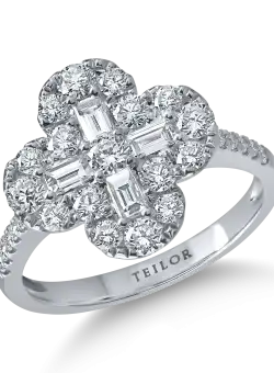 Inel geometric din aur alb cu diamante de 1.3ct