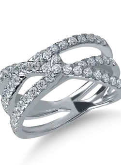Inel geometric din aur alb cu diamante microsetting de 0.8ct