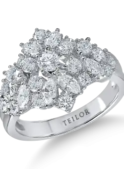 Inel geometric din aur alb cu diamante microsetting de 1.6ct