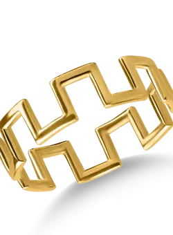 Inel geometric din aur galben