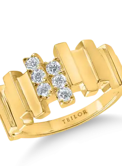 Inel geometric din aur galben cu diamante de 0.3ct