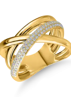 Inel geometric din aur galben cu diamante de 0.3ct
