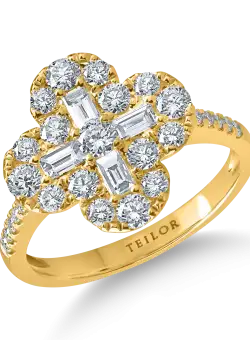 Inel geometric din aur galben cu diamante de 1.1ct