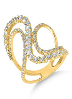Inel geometric din aur galben cu diamante de 1.7ct