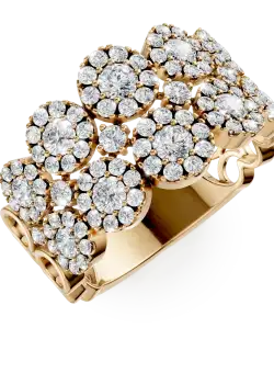 Inel geometric din aur galben cu diamante microsetting de 1.7ct