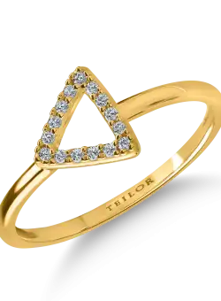 Inel geometric din aur galben cu zirconii