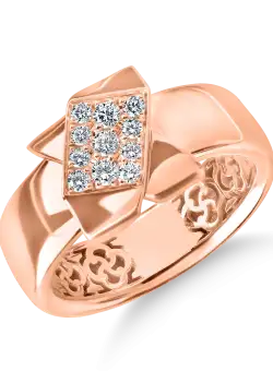 Inel geometric din aur roz cu diamante de 0.2ct