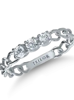 Inel impletit din aur alb cu zirconii