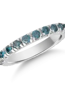 Inel infinity din aur alb de 18K cu diamante albastre de 2.4ct