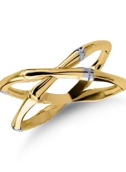 Inel minimalist din aur alb-galben