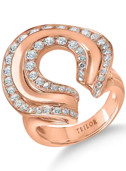 Inel minimalist din aur roz cu diamante de 1.37ct