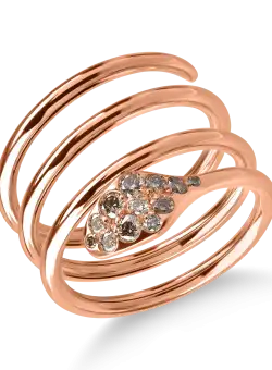 Inel sarpe din aur roz cu diamante maro de 0.3ct