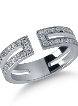Inel semi eternity deschis din aur alb cu diamante de 0.32ct