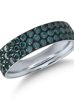 Inel semi eternity din aur alb cu diamante albastre de 0.9ct