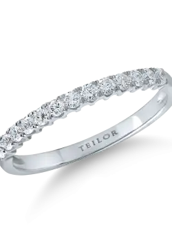 Inel semi eternity din aur alb cu diamante de 0.2ct