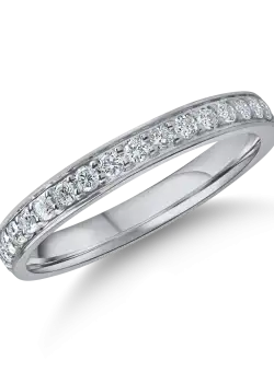 Inel semi eternity din aur alb cu diamante de 0.2ct