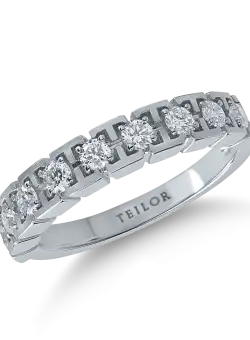 Inel semi eternity din aur alb cu diamante de 0.38ct