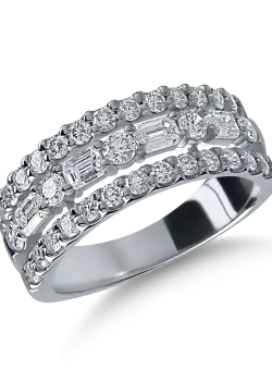 Inel semi eternity din aur alb cu diamante de 1.24ct