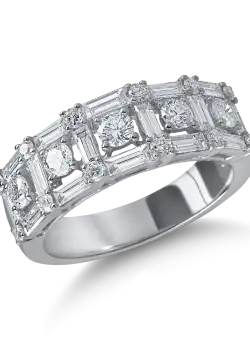 Inel semi eternity din aur alb cu diamante de 1.4ct