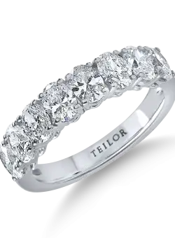 Inel semi eternity din aur alb cu diamante de 2ct