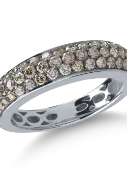 Inel semi eternity din aur alb cu diamante maro de 0.96ct